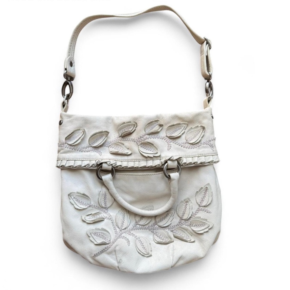 LOCKHEART Rare Y2K Raya Leaflet Ivory Shoulder Hobo Bag Purse